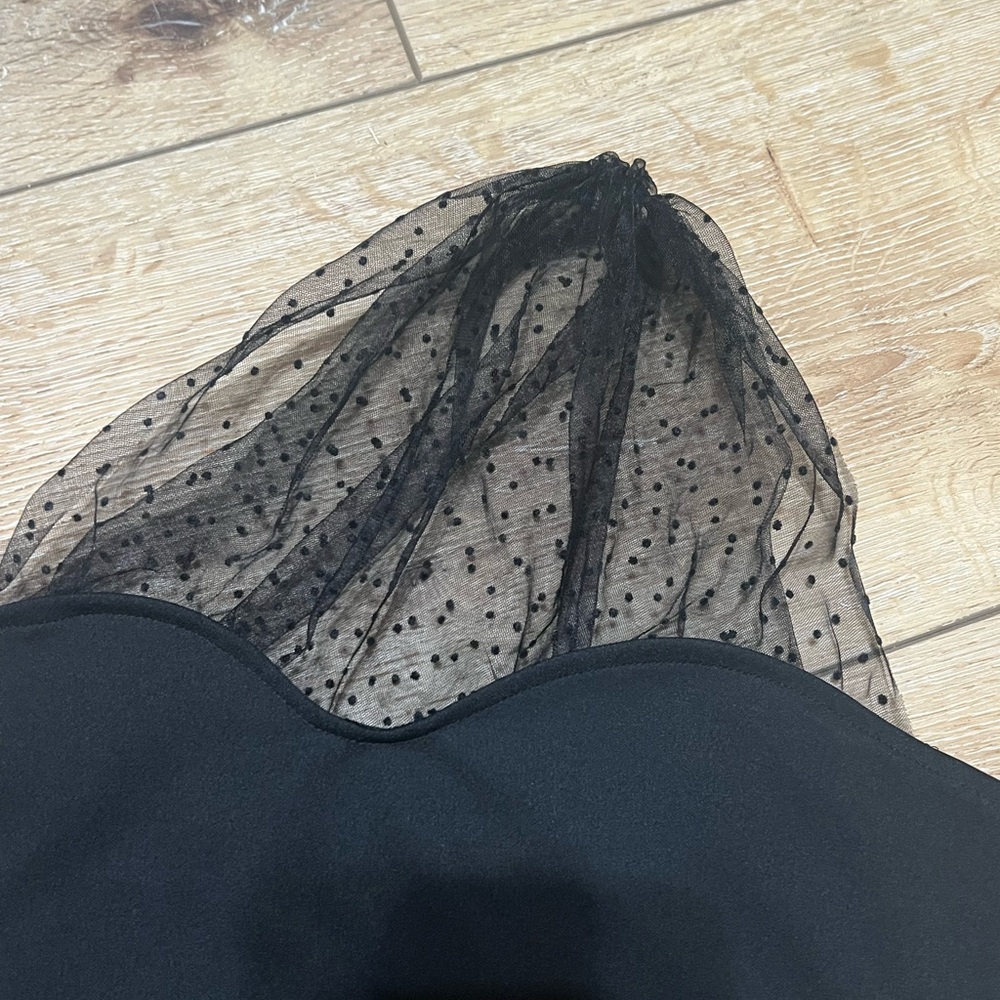 Black Top with Sheer Polka Dot Detail